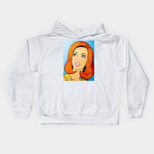 Crying girl with red hair Kids Hoodie